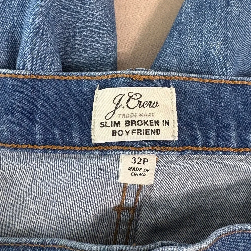 J. Crew Slim Broken In Boyfriend Jeans Womens Size 32P Blue Denim High Rise